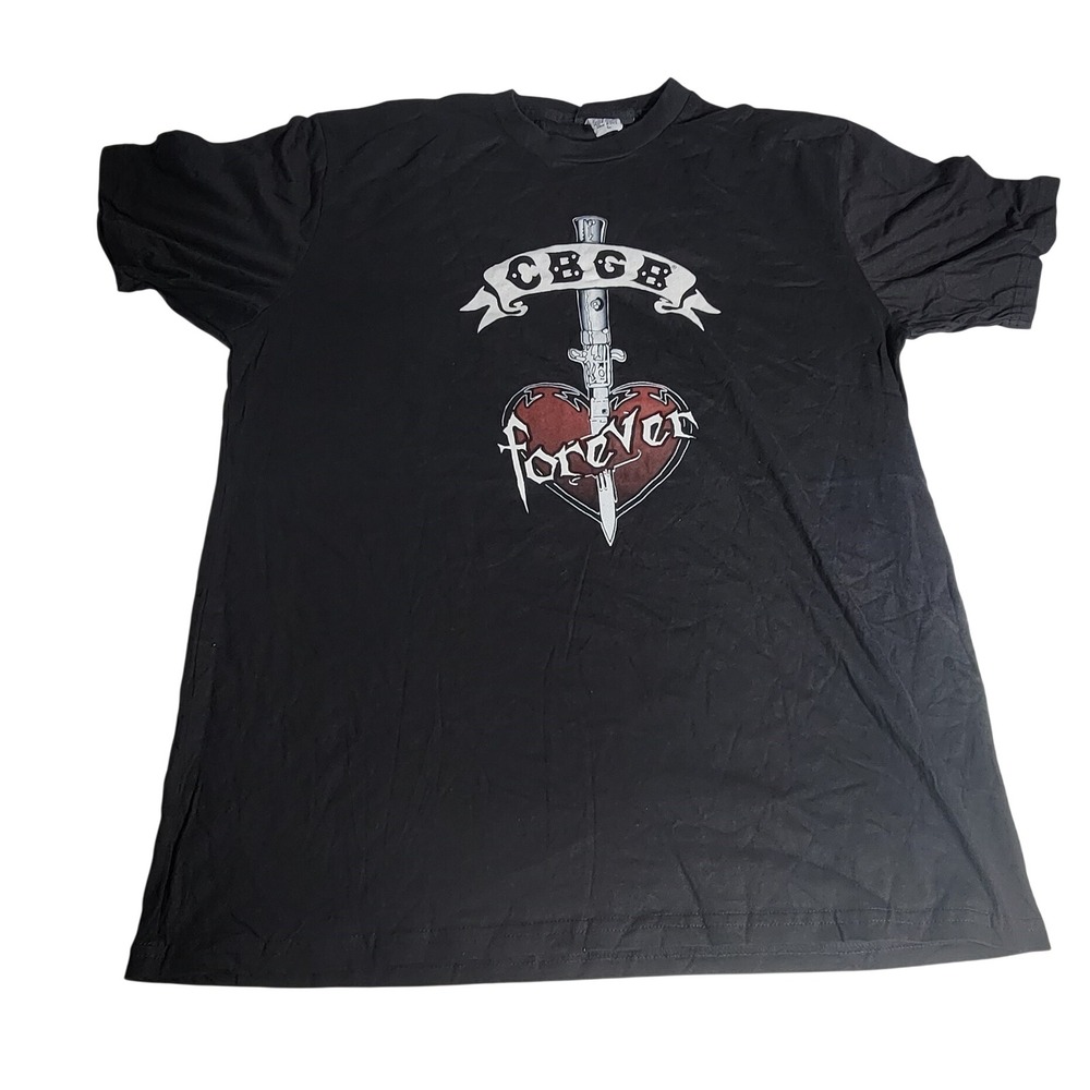 CBGB OMFUG Forever Heart Dagger Graphic T-Shirt Black Large Made in USA
